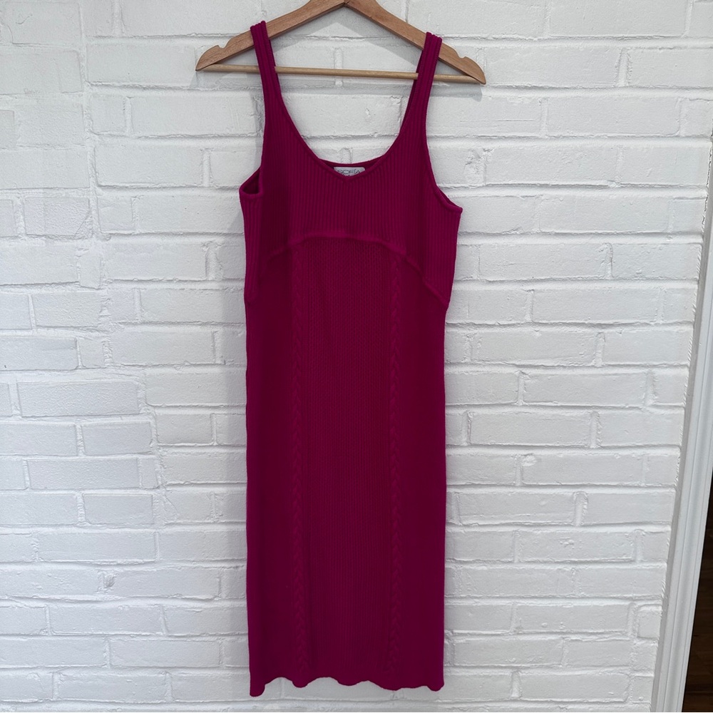 Sofia Vergara Pink Knit Sleeveless‎ Bodycon Midi Dress size XL